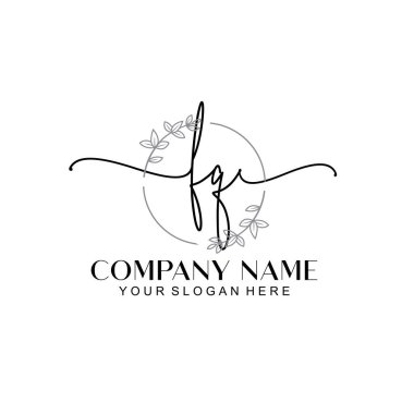 Çiçek ve Min ile Modern El Yazısı FQ İlk Logo Şablonları