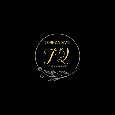 Floral ve Luxury Acc ile el yazısı FQ İlk Logo Şablonları
