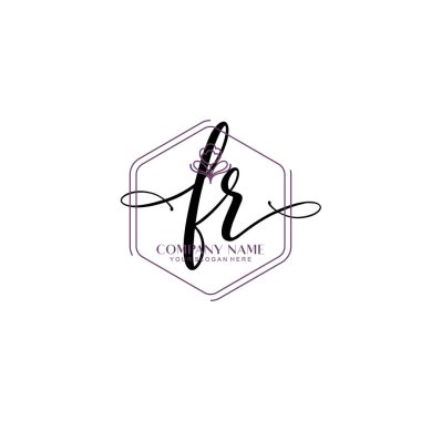 Çiçek ve Min ile Modern El Yazıları FR İlk Logo Şablonları