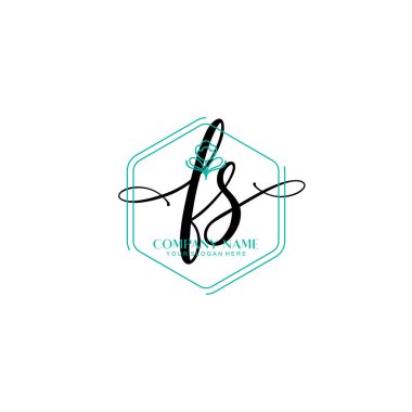 Çiçek ve Min ile Modern El Yazısı FS İlk Logo Şablonları