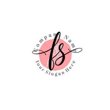 Çiçek ve Min ile Modern El Yazısı FS İlk Logo Şablonları