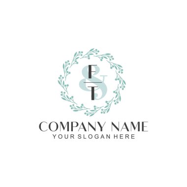 El yazısı FT Baş harfleriyle Çiçek Monogram Logosu Ayarları