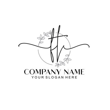 Çiçek ve Min ile Modern El Yazısı FT İlk Logo Şablonları