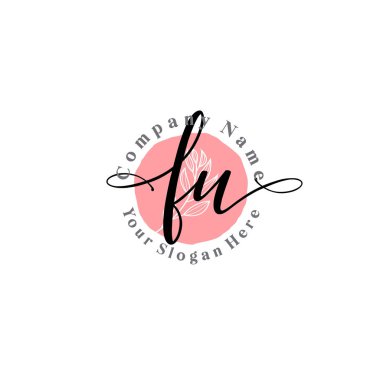 Çiçek ve Min ile Modern El Yazısı FU İlk Logo Şablonları