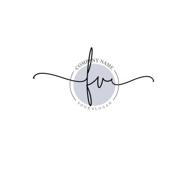 Çiçek ve Min ile Modern El Yazısı FV İlk Logo Şablonları