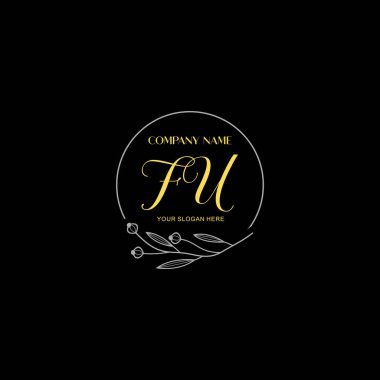 Çiçek ve Lüks Acc ile El Yazması FU İlk Logo Şablonları