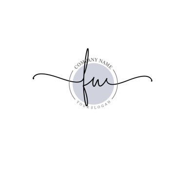 Çiçek ve Min ile Modern El Yazısı FU İlk Logo Şablonları