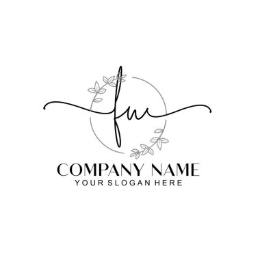 Çiçek ve Min ile Modern El Yazısı FU İlk Logo Şablonları