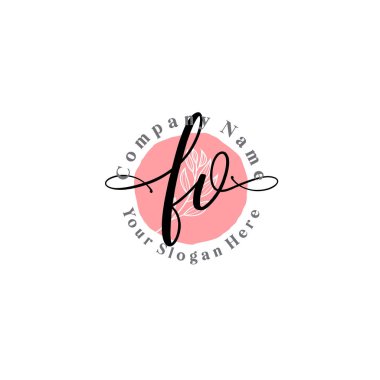 Çiçek ve Min ile Modern El Yazısı FV İlk Logo Şablonları