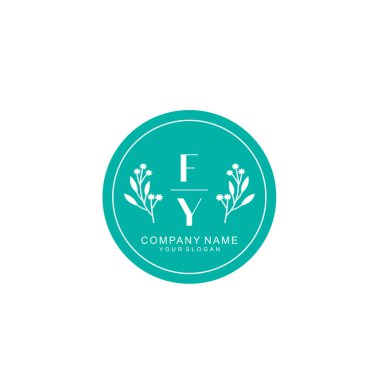 El yazısı FY baş harfleriyle Çiçek Monogram Logosu Ayarları