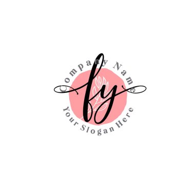 Çiçek ve Min ile Modern El Yazısı FY İlk Logo Şablonları