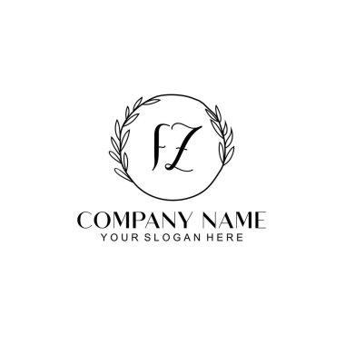 El yazısı FZ Baş harfleriyle Çiçek Monogram Logosu Ayarları