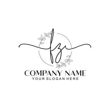 Çiçek ve Min ile Modern El Yazısı FZ İlk Logo Şablonları