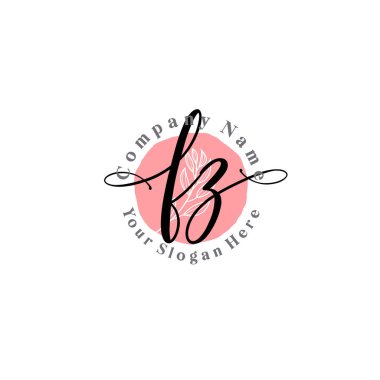 Çiçek ve Min ile Modern El Yazısı FZ İlk Logo Şablonları