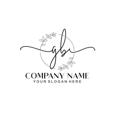 Floral ve Min ile Modern El Yazısı GB İlk Logo Şablonları