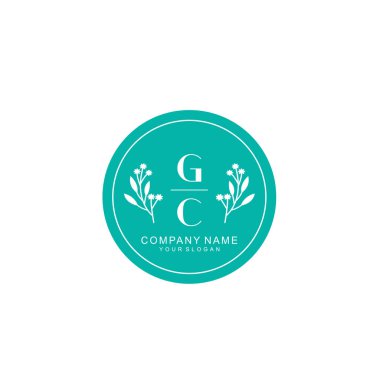 El yazısı GC Baş harfleriyle Çiçek Monogram Logosu Ayarları