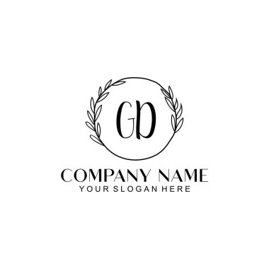 El yazısıyla GD Baş harfleri olan Çiçek Monogram Logosu