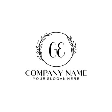 El yazısı GE Baş harfleriyle Çiçek Monogram Logosu Ayarları