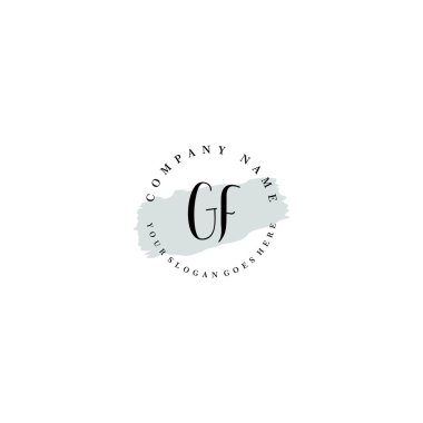 El yazısı GF Baş harfleriyle Çiçek Monogram Logosu Seti