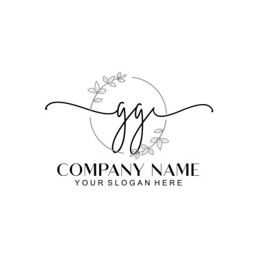 Çiçek ve Min ile Modern El Yazısı GG İlk Logo Şablonları