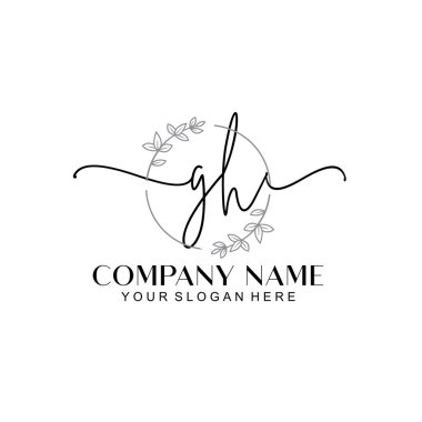Çiçek ve Min ile Modern El Yazısı GH İlk Logo Şablonları