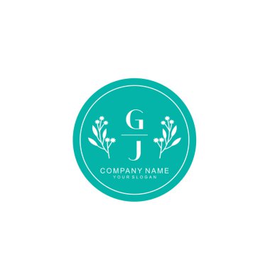 El yazısı GJ baş harfleriyle Çiçek Monogram Logosu Ayarları