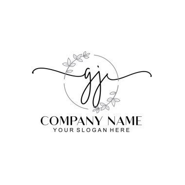Çiçek ve Min ile Modern El Yazısı GJ İlk Logo Şablonları