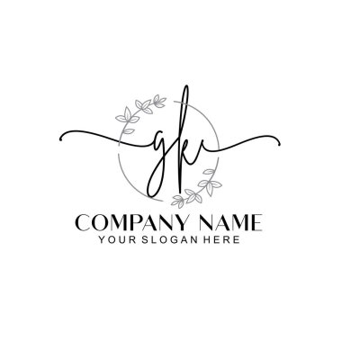 Çiçek ve Min ile Modern El Yazısı GK İlk Logo Şablonları