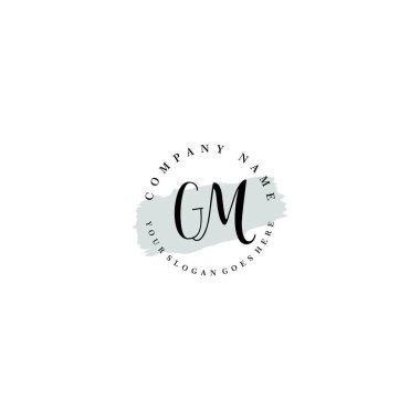 El yazısı GM Baş harfleriyle Çiçek Monogram Logosu Ayarları
