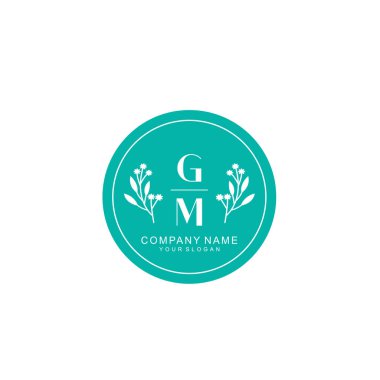 El yazısı GM Baş harfleriyle Çiçek Monogram Logosu Ayarları