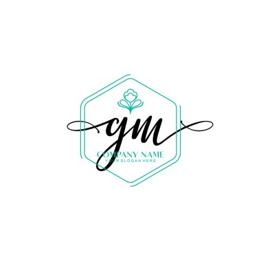 Çiçek ve Min ile Modern El Yazısı GM İlk Logo Şablonları