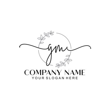 Çiçek ve Min ile Modern El Yazısı GM İlk Logo Şablonları