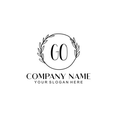 El yazısı GO Baş harfleriyle Çiçek Monogram Logosu Ayarları