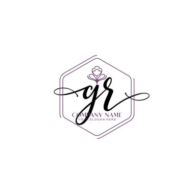 Çiçek ve Min ile Modern El Yazısı GR İlk Logo Şablonları