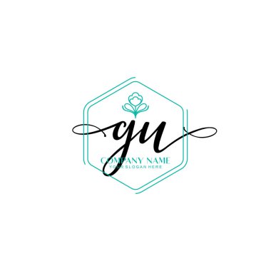 Çiçek ve Min ile Modern El Yazıları GU İlk Logo Şablonları