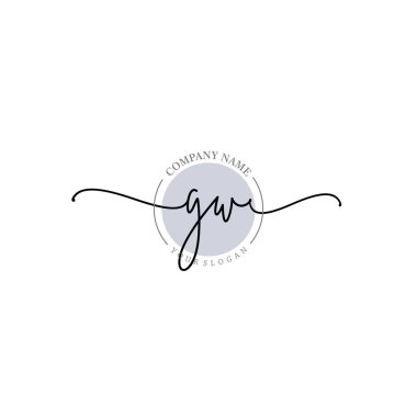 Çiçek ve Min ile Modern El Yazısı GW İlk Logo Şablonları