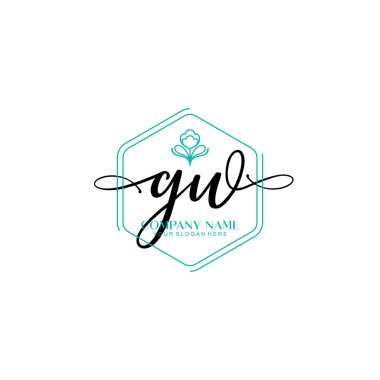 Çiçek ve Min ile Modern El Yazısı GW İlk Logo Şablonları