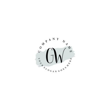 El yazısı GW Baş harfleriyle Çiçek Monogram Logosu Seti