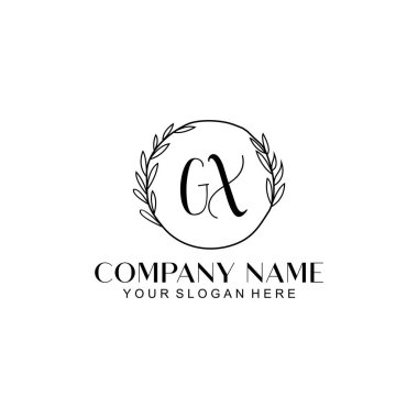 El yazısı GX Baş harfleriyle Çiçek Monogram Logosu Ayarları