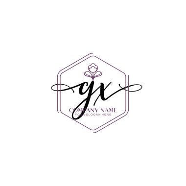 Çiçek ve Min ile Modern El Yazısı GX İlk Logo Şablonları