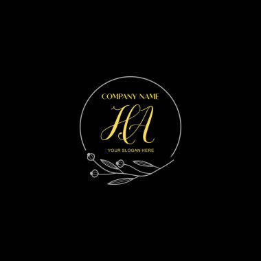Çiçek ve Lüks Acc ile El Yazması HA İlk Logo Şablonları