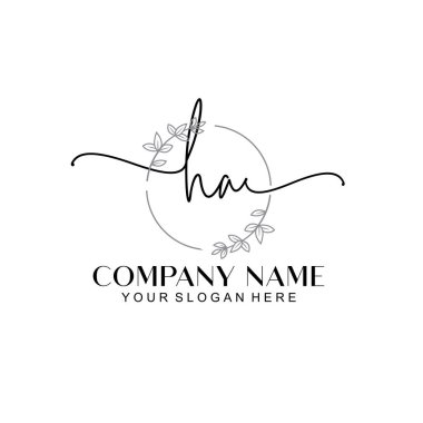 Çiçek ve Min ile Modern El Yazıları HA İlk Logo Şablonları