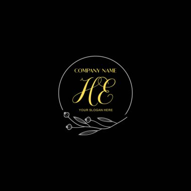Floral ve Lüks Acc ile El Yazması HE İlk Logo Şablonları
