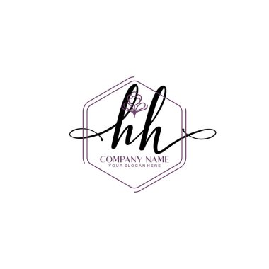 Çiçek ve Min ile Modern El Yazısı HH İlk Logo Şablonları