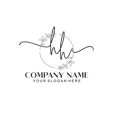Çiçek ve Min ile Modern El Yazısı HH İlk Logo Şablonları