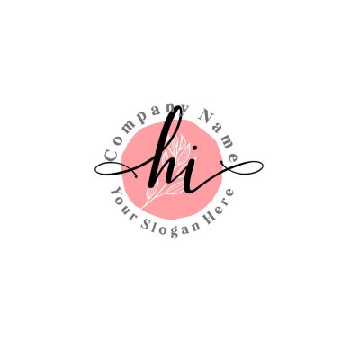 Çiçek ve Min ile Modern El Yazısı HI İlk Logo Şablonları