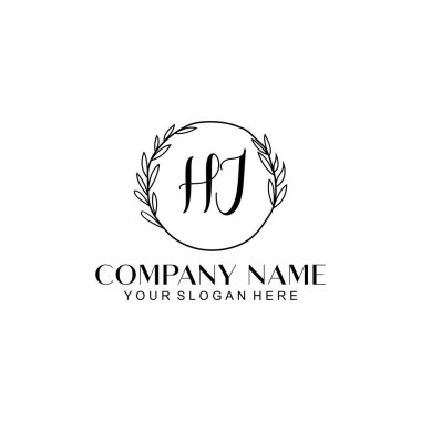 El yazısı HJ baş harfleriyle Çiçek Monogram Logosu Ayarları