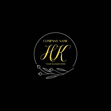 Çiçek ve Lüks Acc ile el yazısıyla yazılmış HK İlk Logo Şablonları