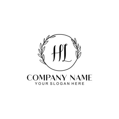 El Yazısı HL Baş harfleriyle Çiçek Monogram Logosu Ayarları