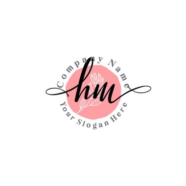 Çiçek ve Min ile Modern El Yazısı HM İlk Logo Şablonları